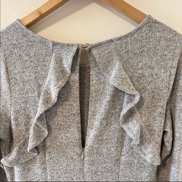 Lulu’s Favorite Tune Heather Grey Faux Wrap Sweater Dress Bell Sleeve Gray-M - Picture 10 of 11